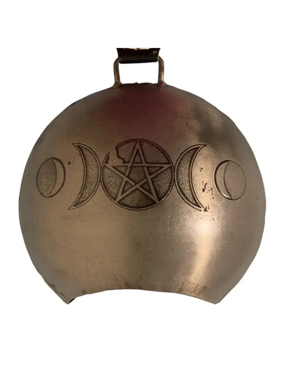 Large Rustic Witchy Metal Three Moon Bell